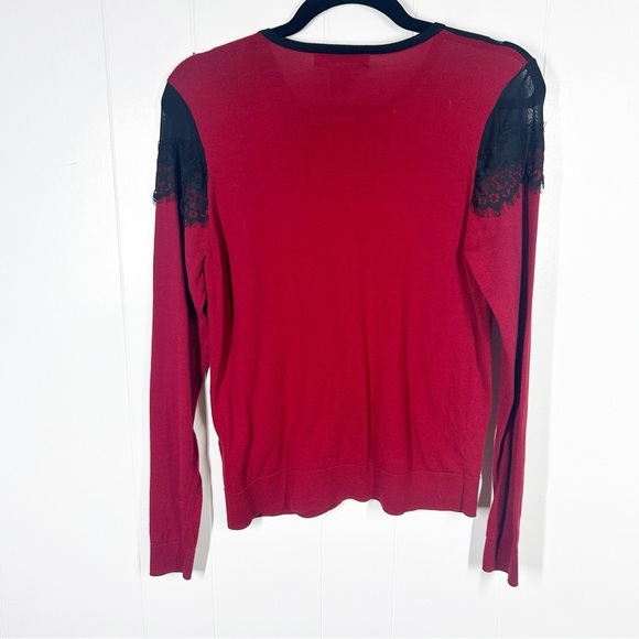 August Silk Red Eyelash Lace Collar Cardigan Medium - Picture 2 of 7